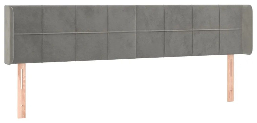 Cabeceira cama c/ luzes LED veludo 163x16x78/88 cm cinza-claro