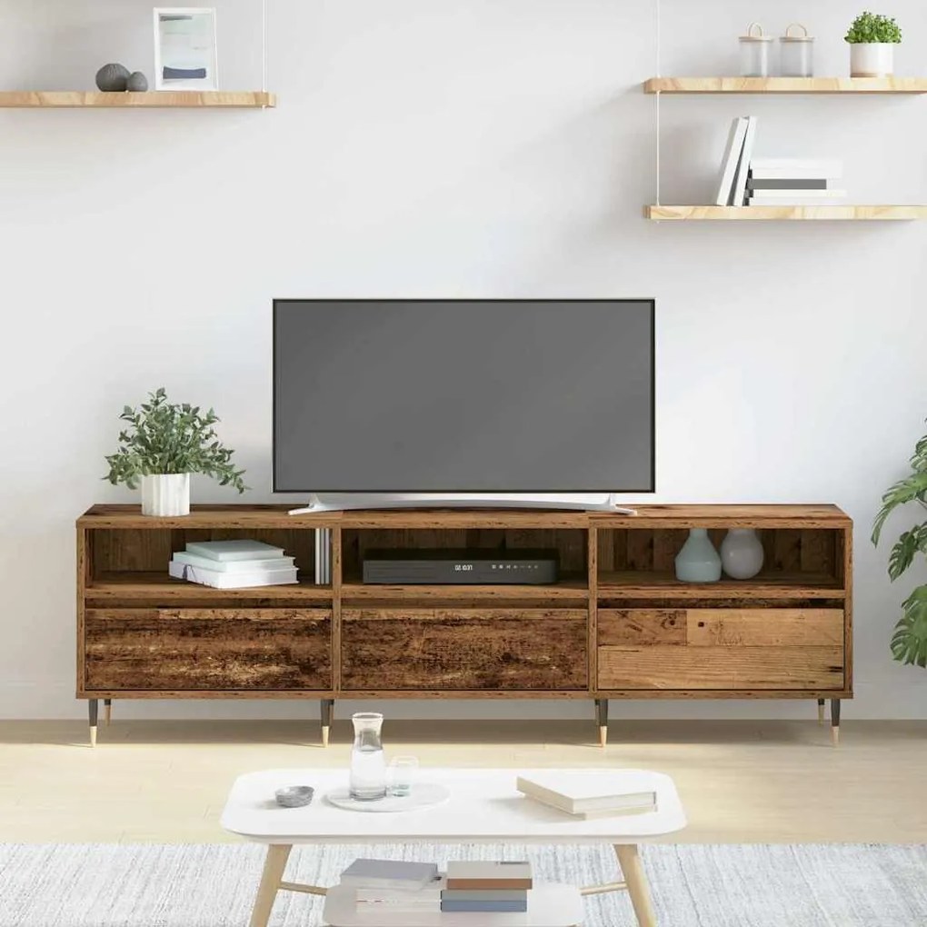 Armário de TV Madeira Antiga 150x30x44,5 cm Madeira engenheirada