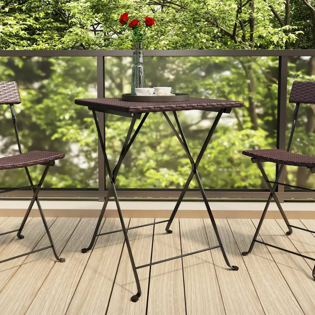 vidaXL Mesa de bistrô dobrável 55x54x71 cm vime PE castanho