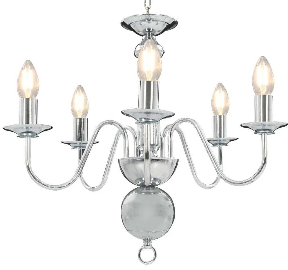 281616 vidaXL Lustre de 5 lâmpadas E14 prateado