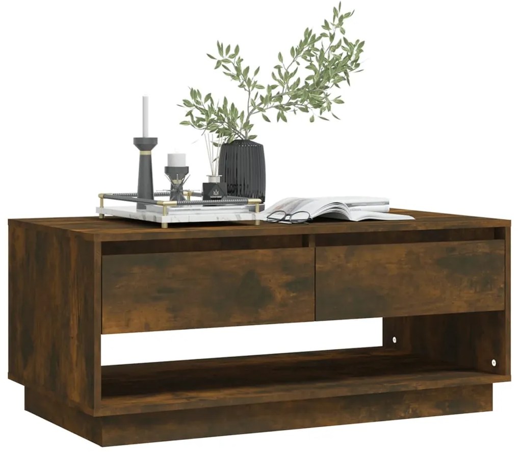 Mesa de centro 102,5x55x44 cm derivados madeira carvalho fumado