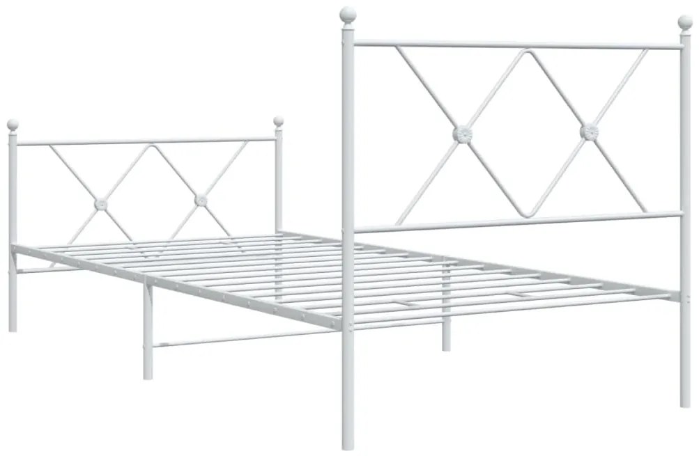 Estrutura de cama com cabeceira e pés 90x190 cm metal branco