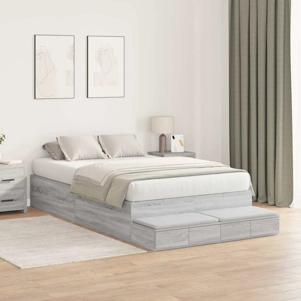 Cama com Arrumação Cinza Sonoma 120x190 cm