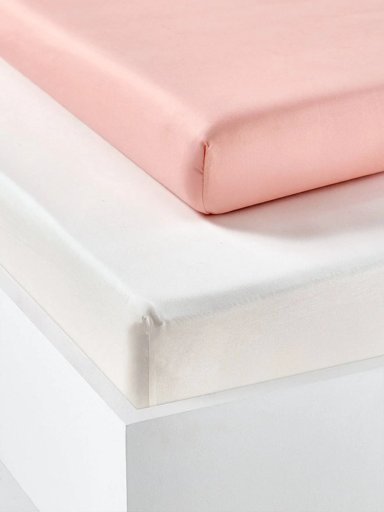 Conjunto de 2 lençóis com elástico em algodão reciclado para criança rosa-pálido