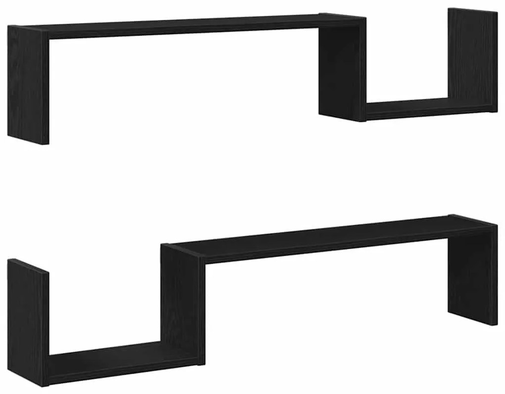 Prateleira de Parede vidaXL 2 pcs Carvalho Preto 100x15x70 cm Madeira