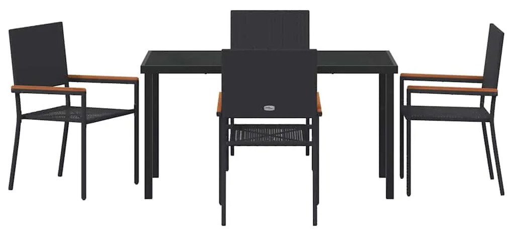 Conjunto de Jantar de Jardim de 5 Peças Preto de Rattan Sintético