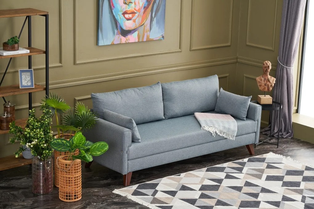 Sofá-Cama de 3 Lugares Bella – Azul – 208x85x81 cm