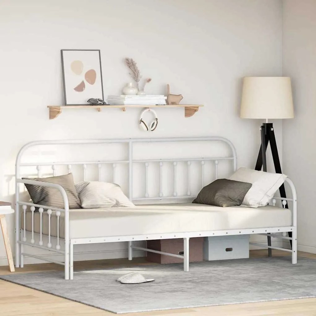 vidaXL Estrutura de cama de dia Branco 107 x 203 cm Aço revestido a pó