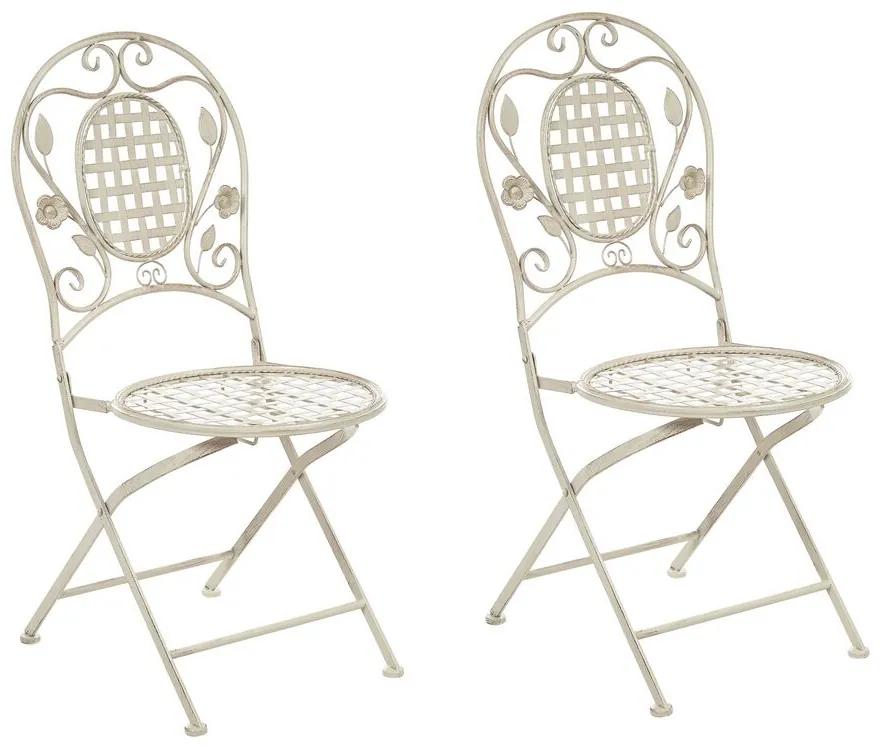 Conjunto de 2 cadeiras de jardim em metal branco sujo BIVIO Beliani