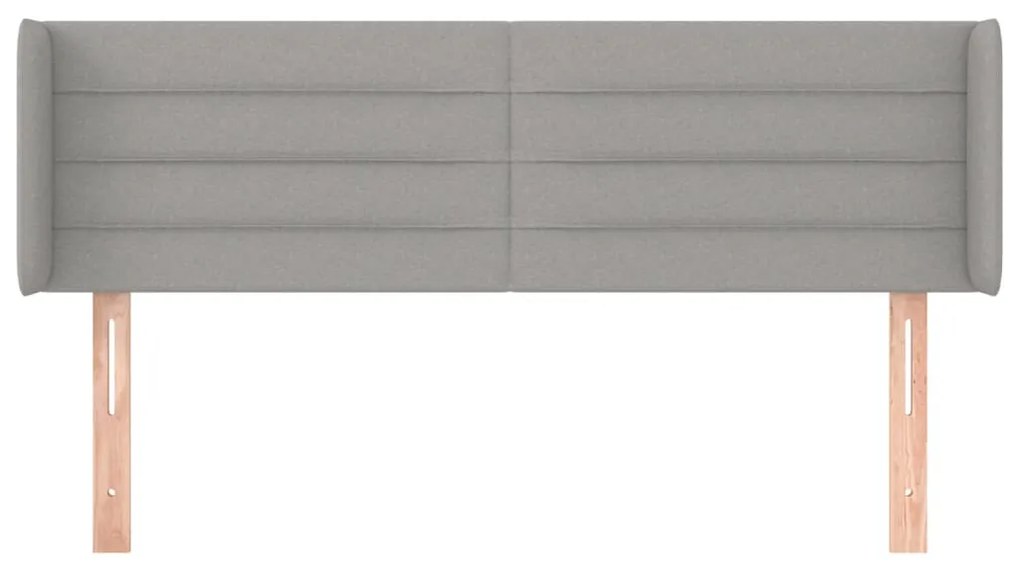Cabeceira de cama c/ abas tecido 147x16x78/88 cm cinzento-claro