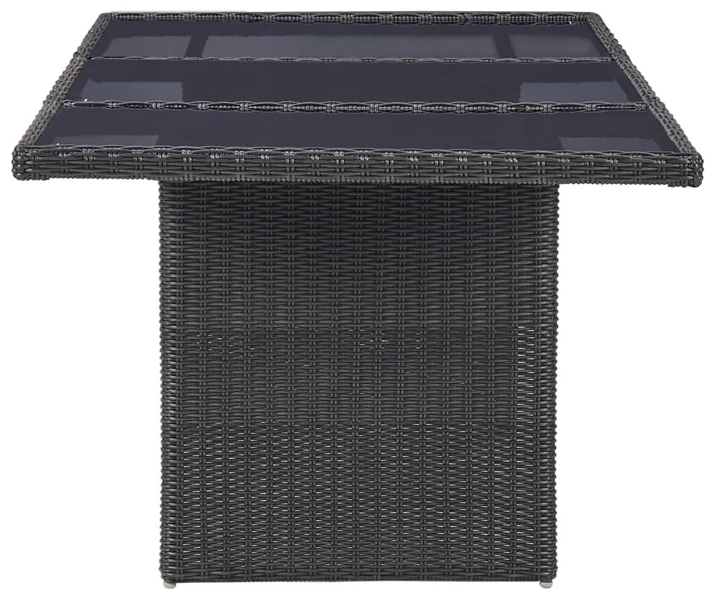 9 pcs conjunto de jantar para jardim vime PE preto