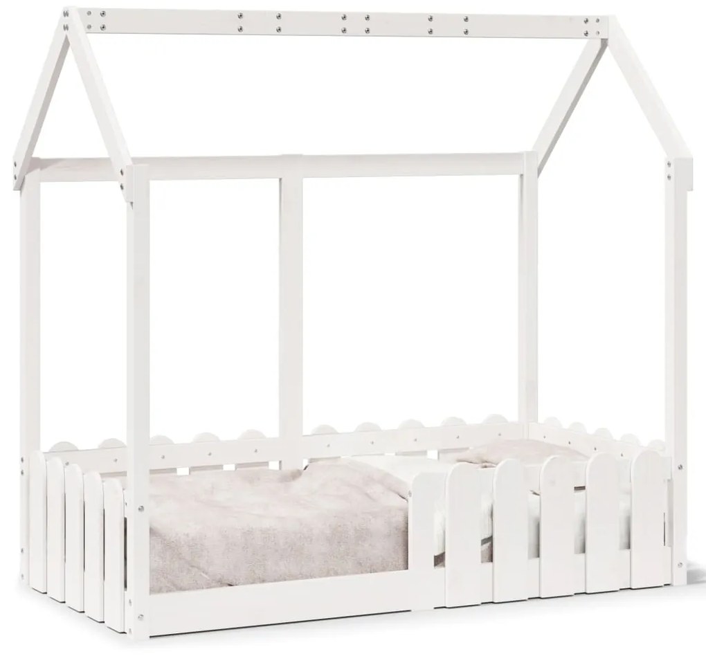 Cama infantil formato casa 70x140 cm pinho maciço branco