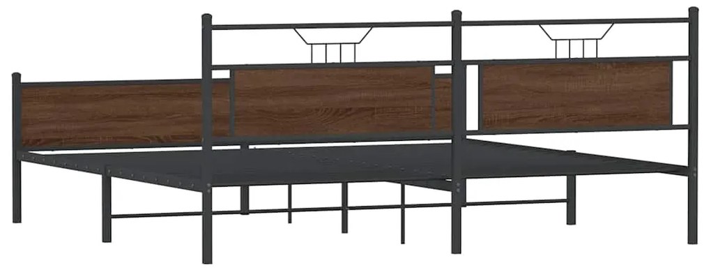 Estrutura cama sem colchão 193x203 cm metal carvalho castanho
