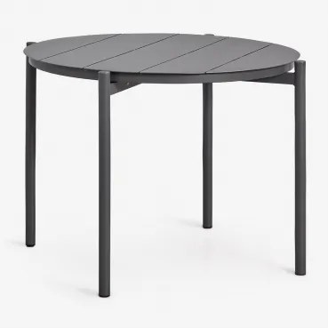 Mesa De Jantar Redonda Ø110 Cm Em Alumínio Elton Cinza Grafito - Sklum