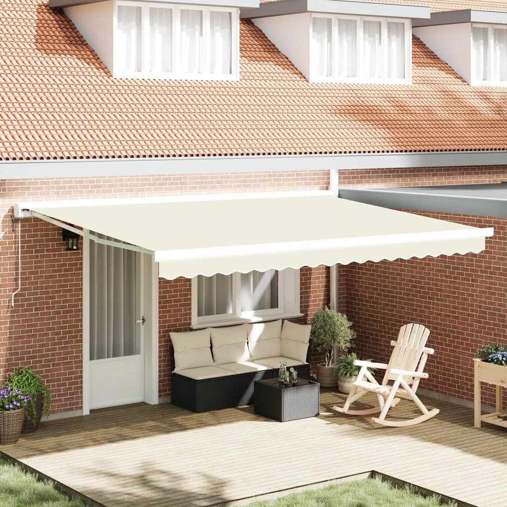 vidaXL Toldo Retrátil Automático Creme 450x300 cm