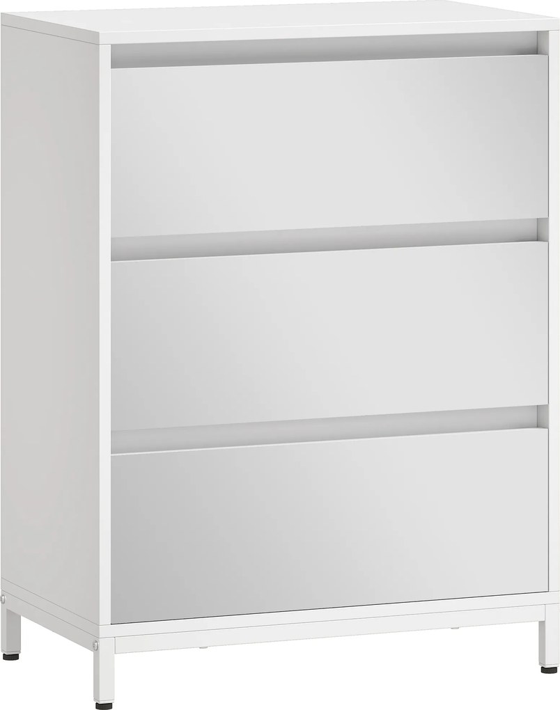 HOMCOM Cômoda Espelhada Moderna com 3 Gavetas, 60x35x80 cm, Branca | Aosom Portugal