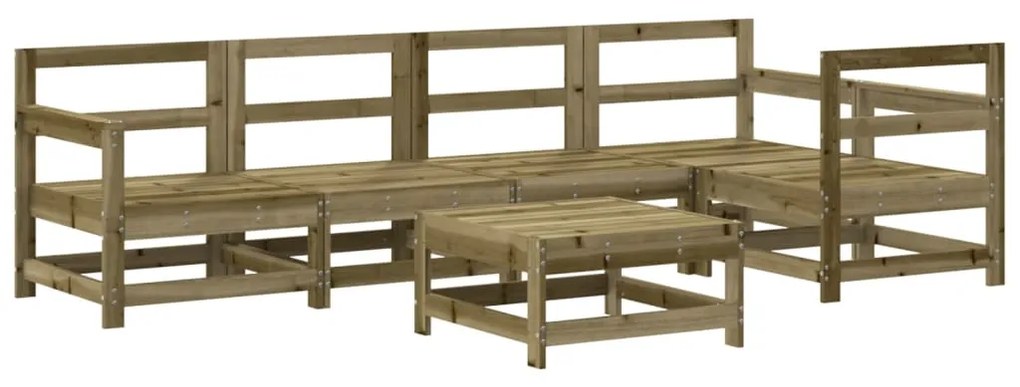 6 pcs conjunto lounge de jardim c/ almofadões pinho impregnado