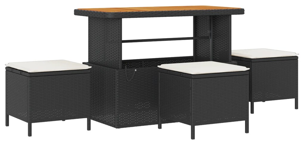 Conjunto de Sofá de Jardim vidaXL de 10 Peças com Almofadas Preto Ratt