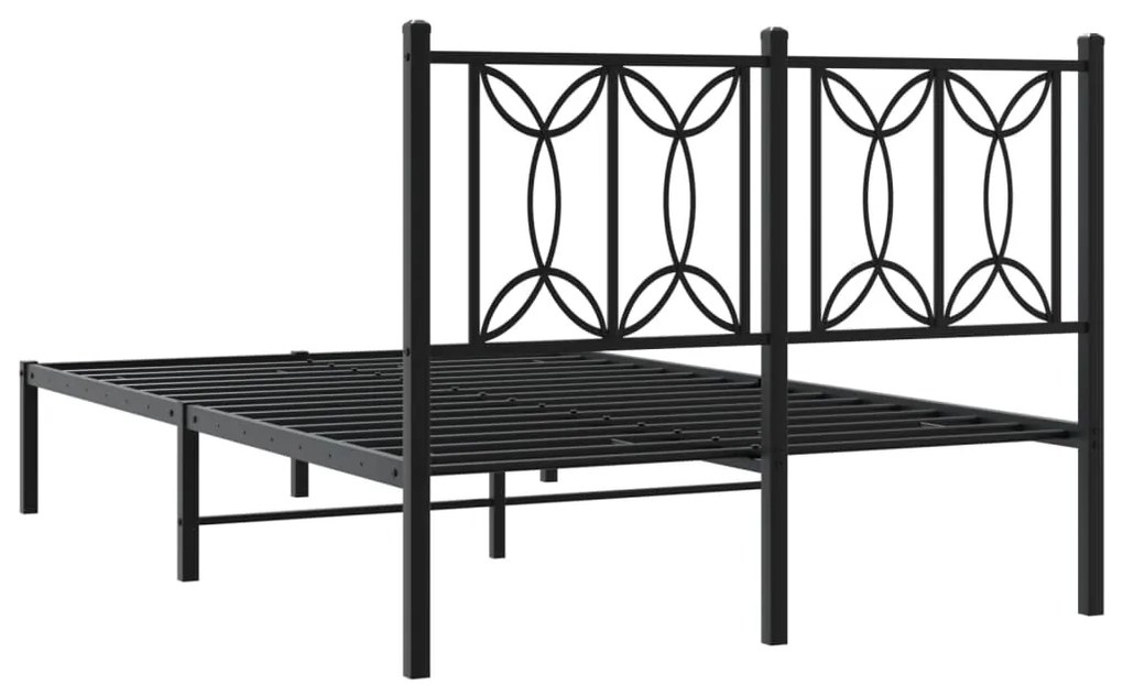 Estrutura de cama com cabeceira 120x200 cm metal preto