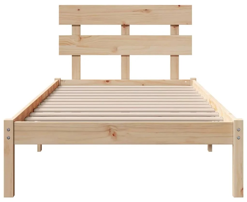 Estrado de Cama com Cabeceira 90x200 cm Madeira Maciça de Pinho