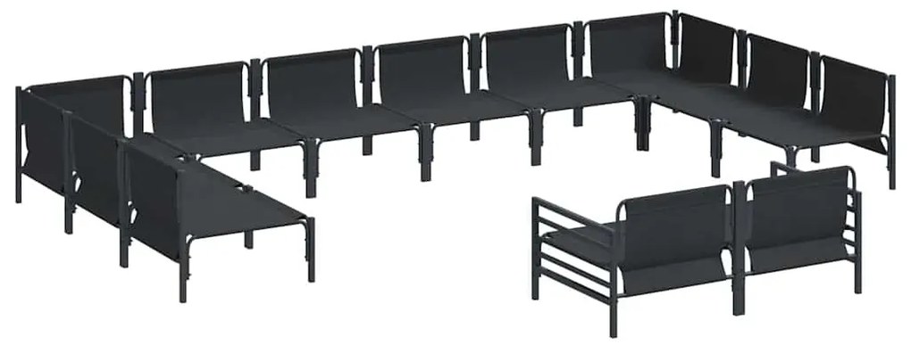 Conjunto de Sofá de Jardim 12 pcs Cinzento-escuro Aço