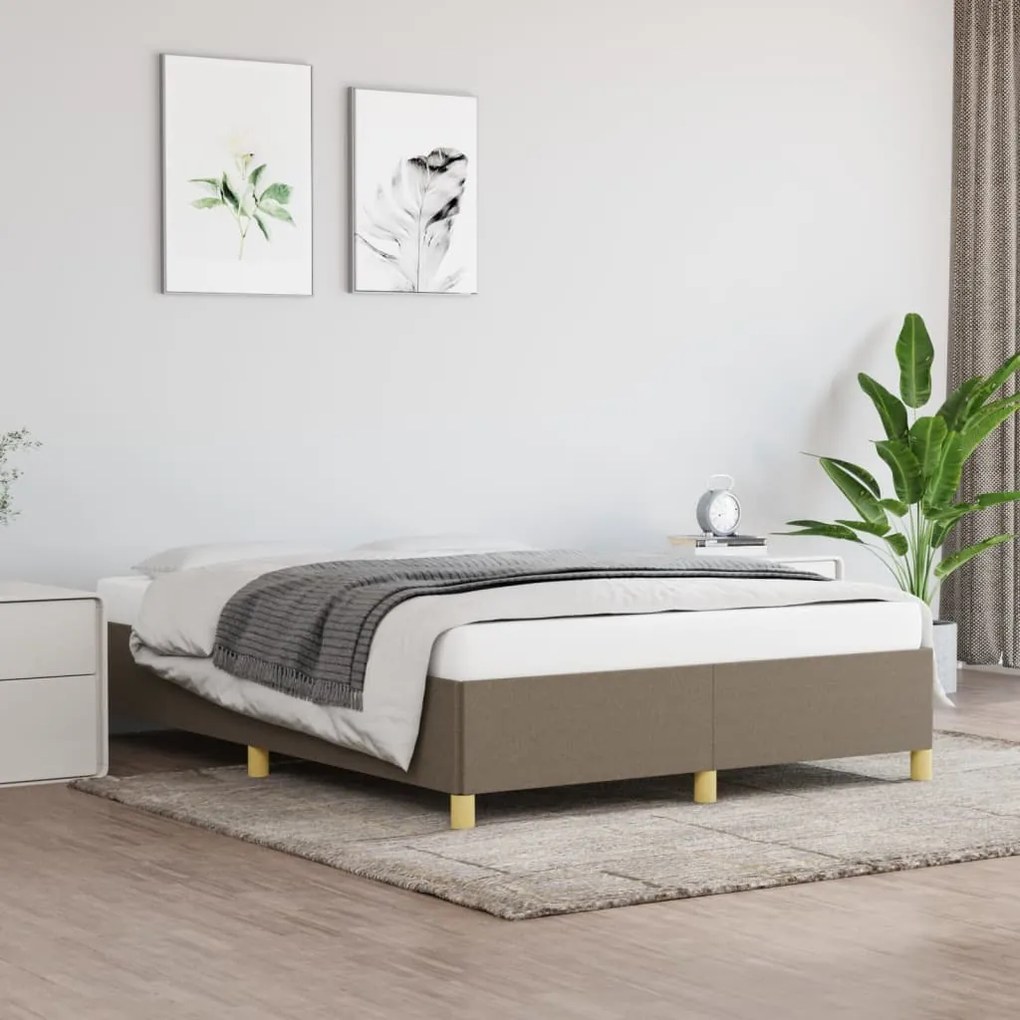 Cama sem colchão 140x200 cm tecido castanho-acinzentado