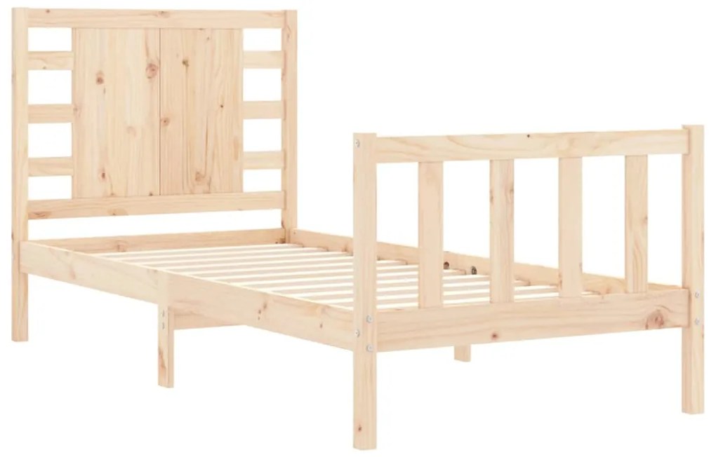 Estrutura cama de solteiro pequena c/ cabeceira madeira maciça