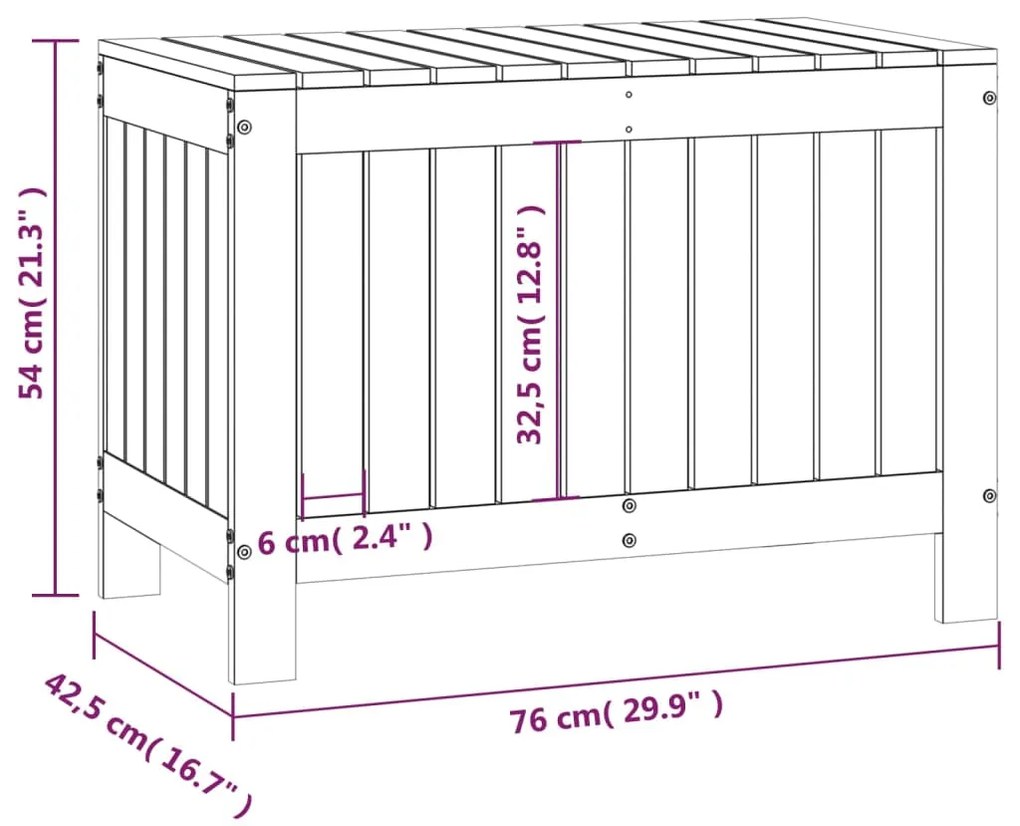 Caixa de arrumação jardim 76x42,5x54 pinho maciço castanho-mel