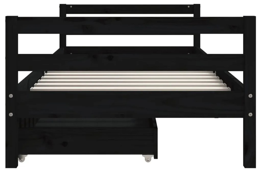 Estrutura cama infantil c/ gavetas 80x200cm pinho maciço preto
