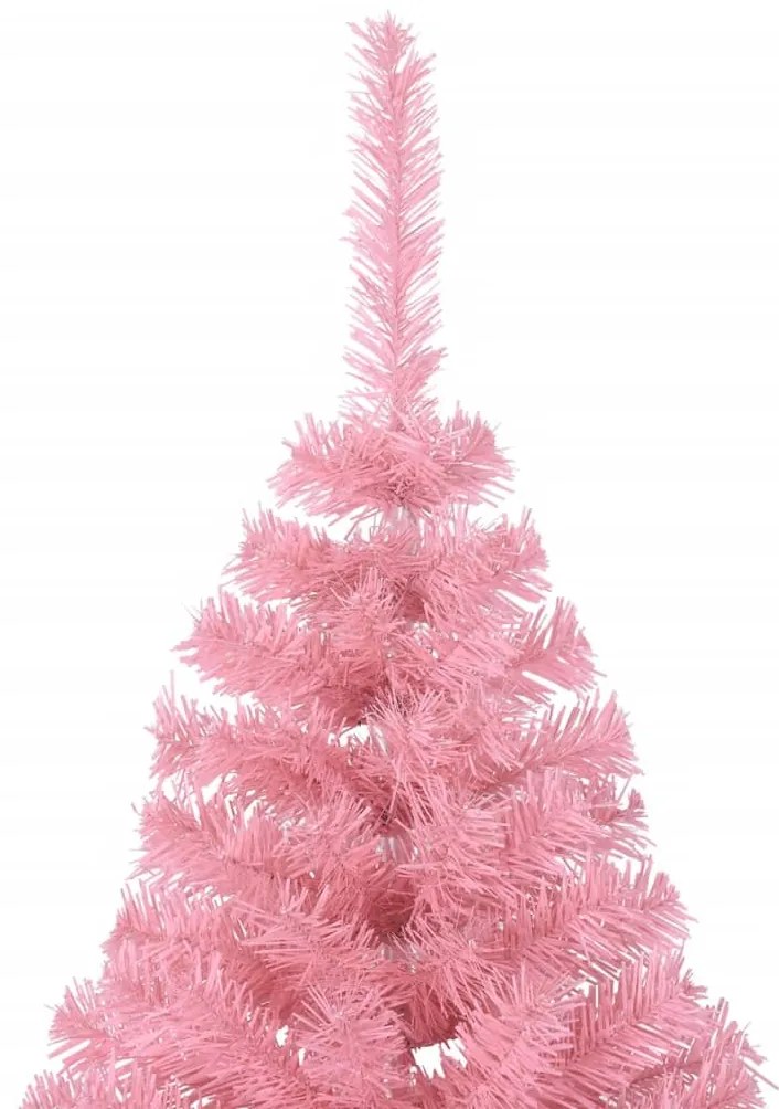 Meia árvore de Natal artificial com suporte 240 cm PVC rosa