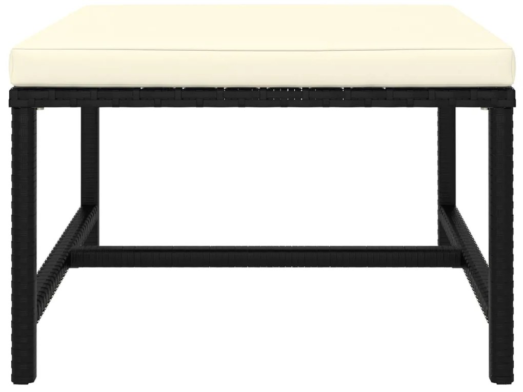 9 pcs conjunto lounge de jardim c/ almofadões vime PE preto