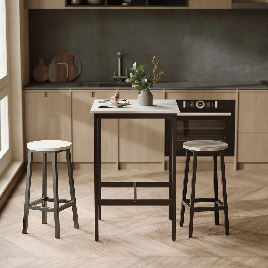 Mesa de bar, mesa de cozinha, mesa alta (BANCOS NÃO INCLUIDOS) 60 x 60 x 92 cm Greige + Preto
