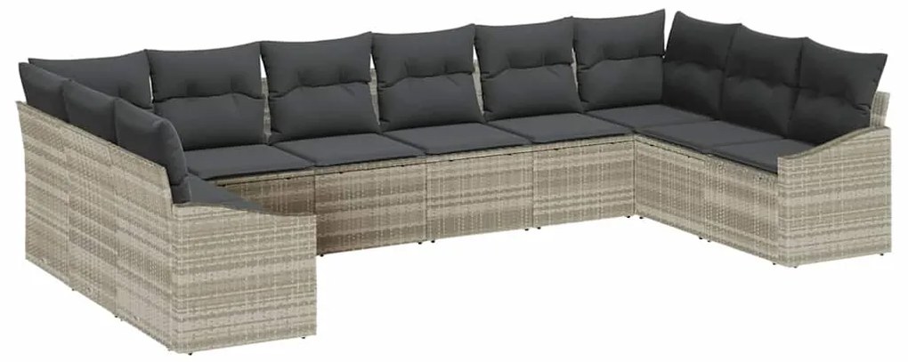 Conjunto de Jantar de Jardim de 10 Peças com Almofadas Cinza Claro em
