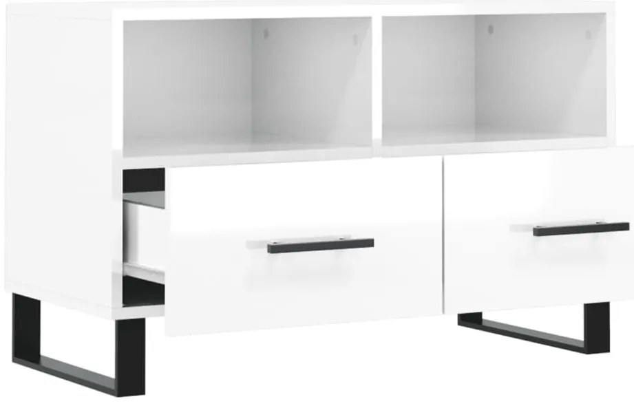 Móvel de TV 80x36x50 cm derivados de madeira branco brilhante