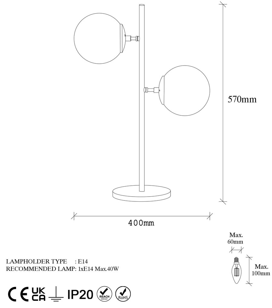 Candeeiro de Mesa "Fazli" – Cobre – 25x18x57 cm – Design Moderno