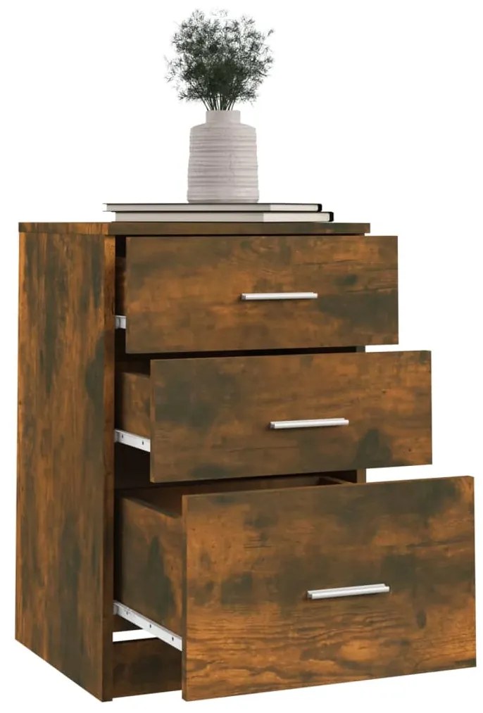 Mesa cabeceira 40x40x63 cm derivados de madeira carvalho fumado