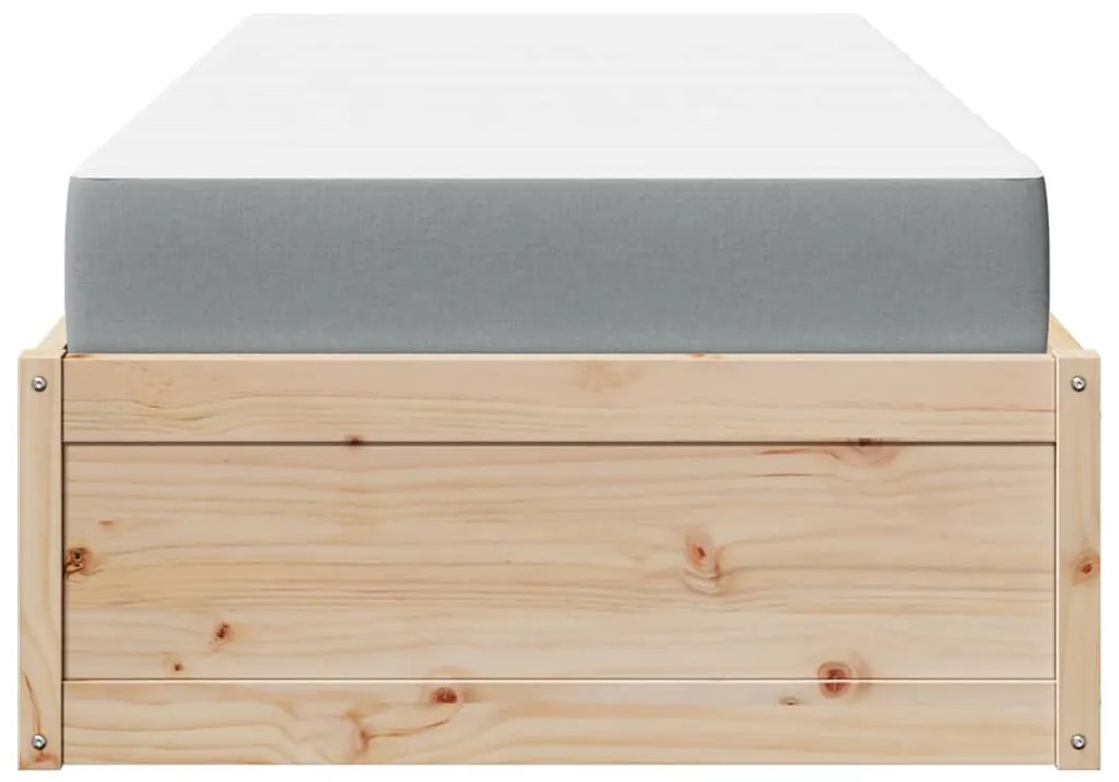 Cama com colchão 90x200 cm madeira de pinho maciça