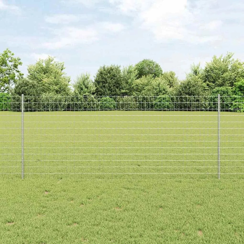 Cerca Euro com 22 Postes U Prata 1x25 m Aço