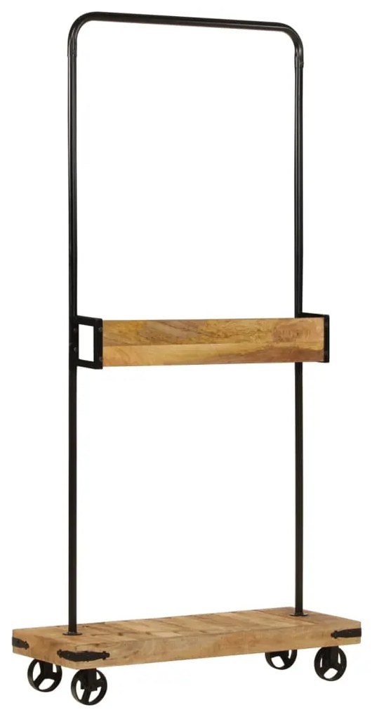Suporte para roupa c/ rodas 90x35x190 cm mangueira maciça/ferro