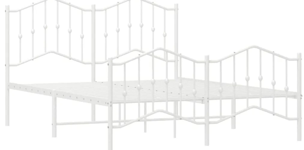 Estrutura de cama com cabeceira e pés 140x190 cm metal branco