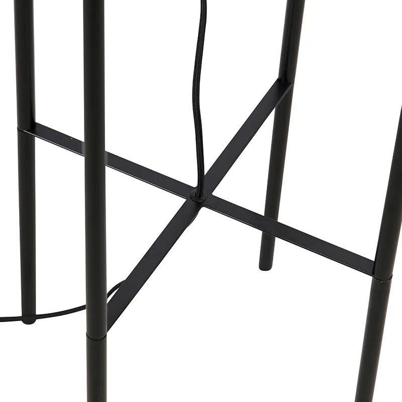Candeeiro de pé moderno preto com cúpula cinzenta em veludo - Rich Moderno