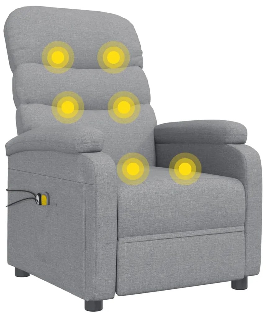 Poltrona de massagens elétrica tecido cinzento-claro