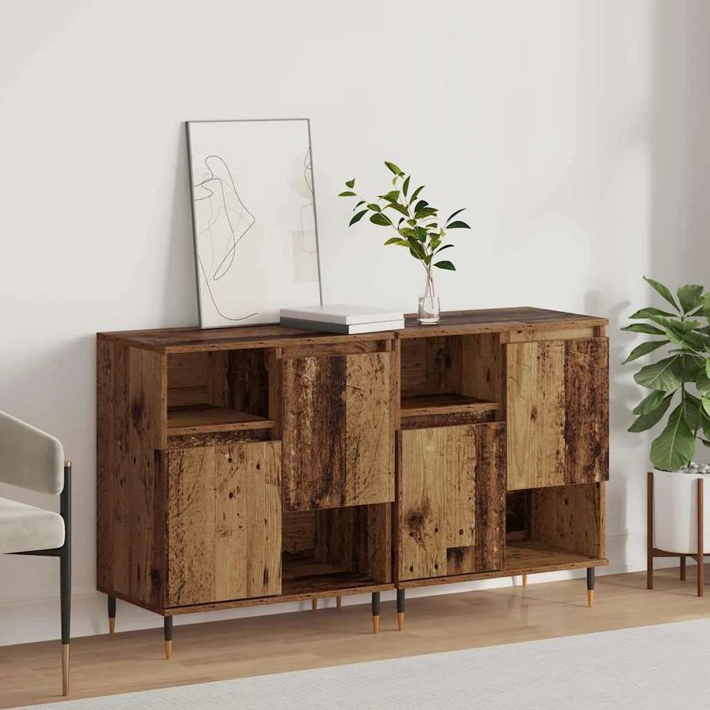 vidaXL Aparadores 2 pcs Madeira antiga 120 x 35 x 70 cm