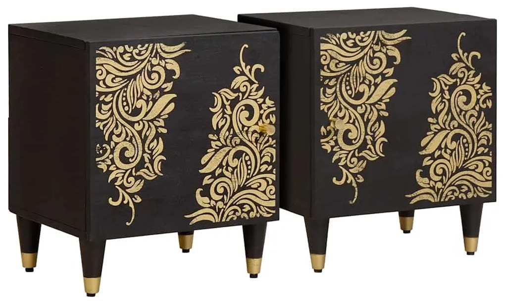 vidaXL Mesa de cabeceira com porta 2 pcs Preto 40 x 33 x 46 cm