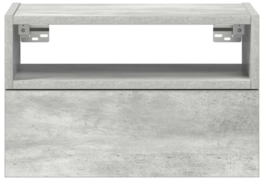 Mesas de cabeceira de parede 2pcs 45x26x28,5cm cinzento cimento