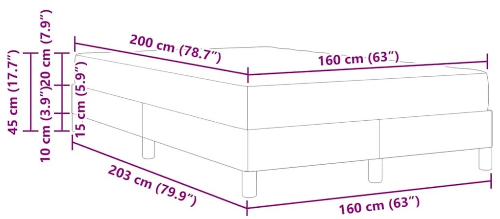 Cama Box Outros Preto 160 x 200 cm tecido