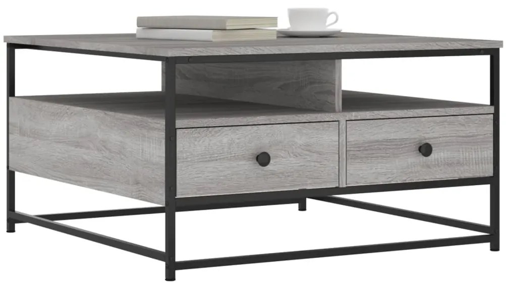 Mesa de centro 80x80x45 cm derivados de madeira cinzento sonoma