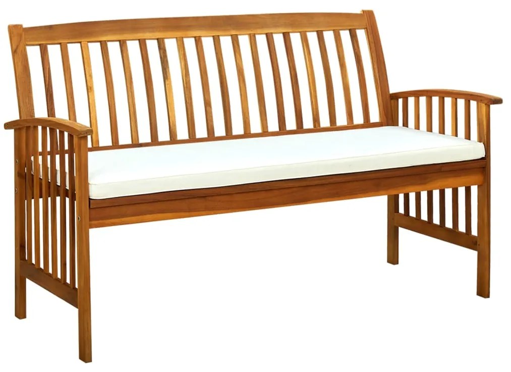 vidaXL Banco de jardim c/ almofadão 147 cm madeira de acácia maciça