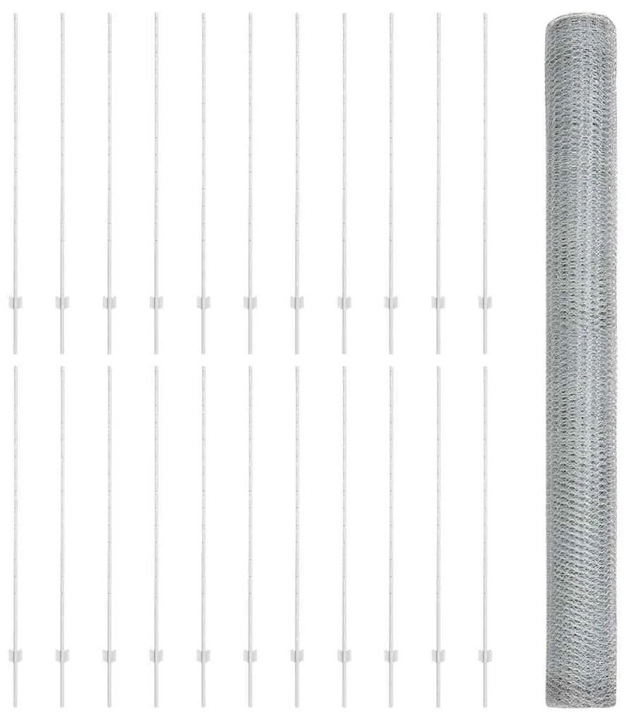 Postes de Cerca vidaXL 22 pcs U-Channel 160 cm Aço Galvanizado