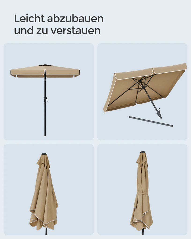 Guarda-sol de varanda, jardim retangular 200 x 150 cm com inclinação taupe